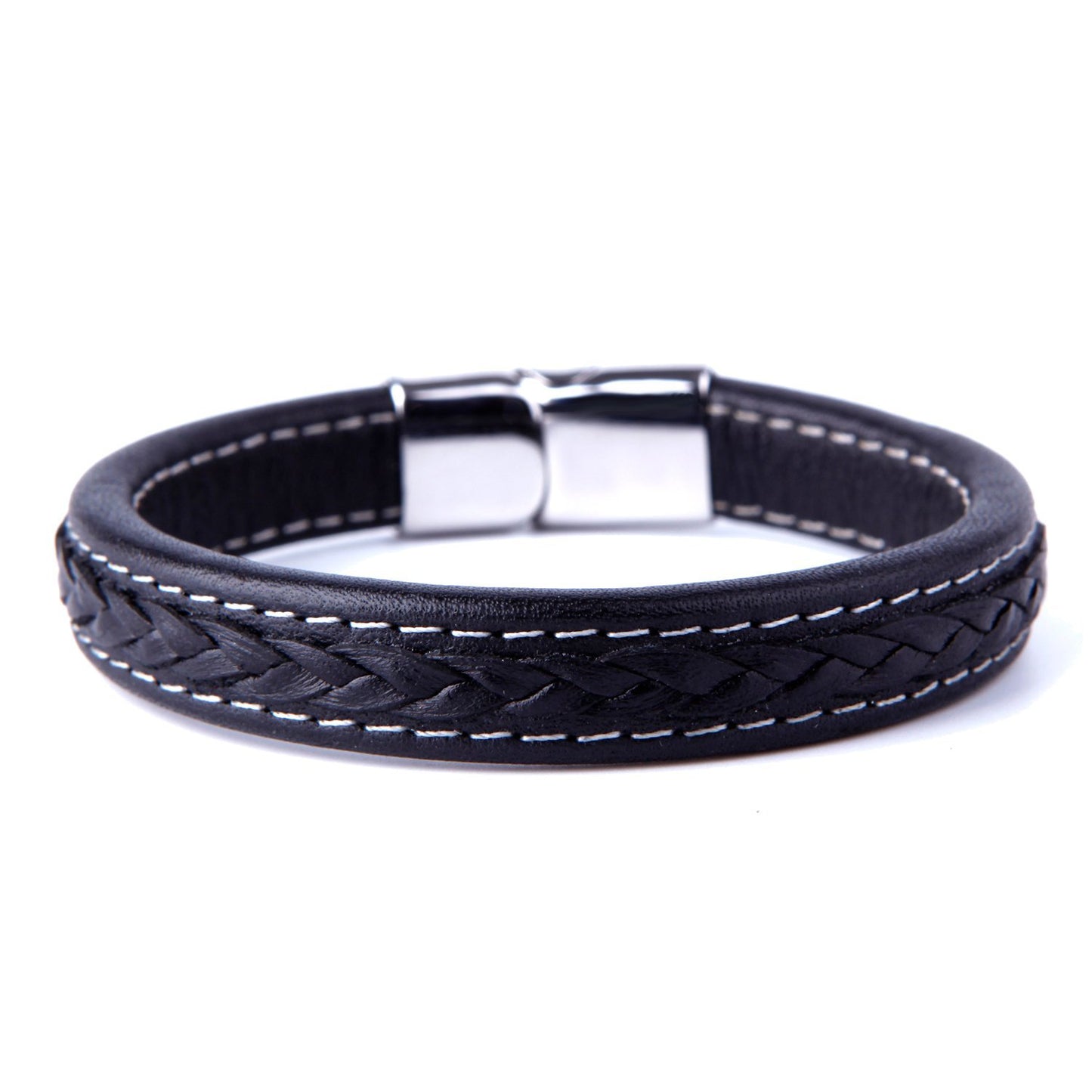 Urban Jewelry Braided Genuine Leather Bracelet with Locking Stainless Steel Clasp (Unique Designs Options)