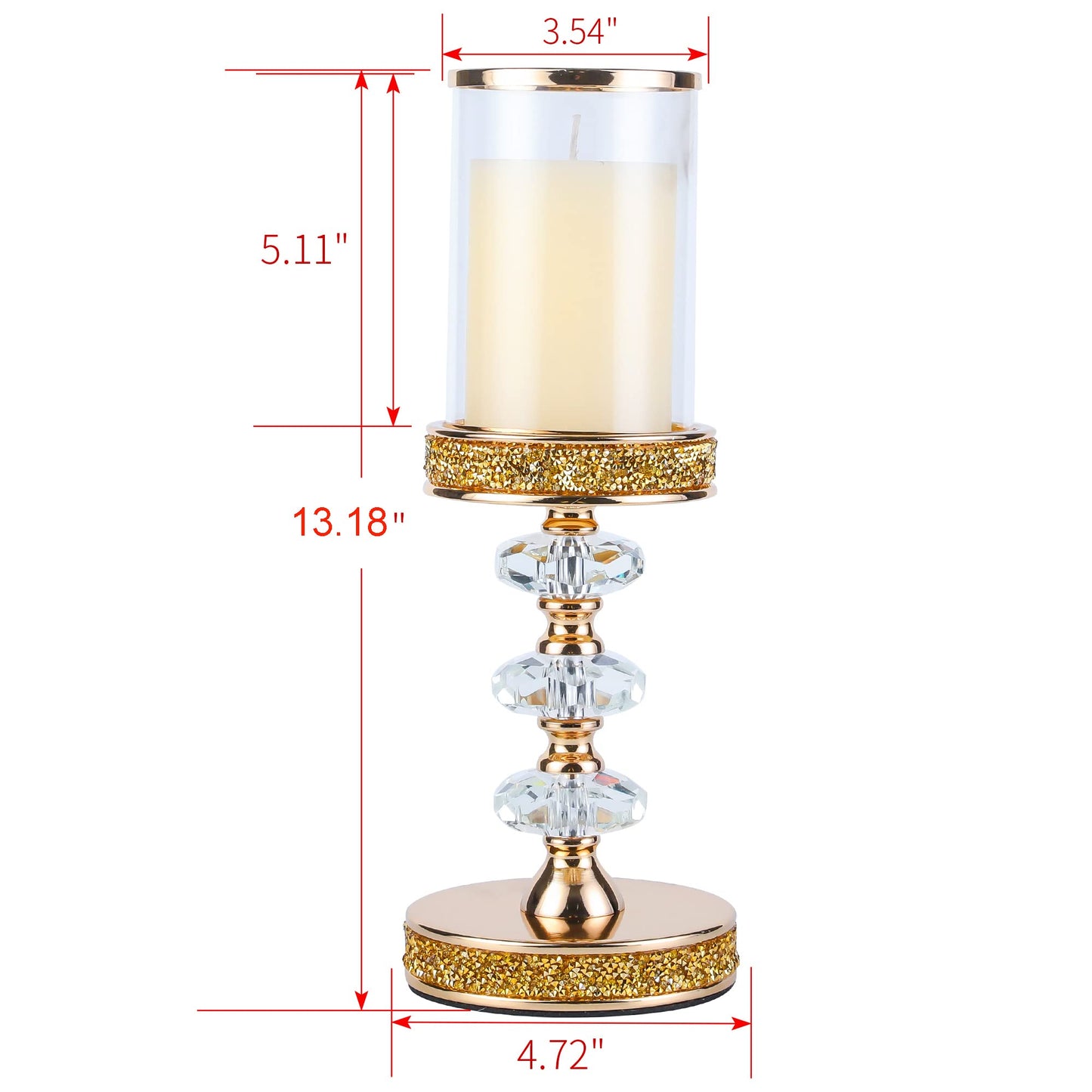 Candle Holder for Pillar Candle, Pillar Candle Holders for Wedding, Coffee Dining Table, Christmas, Table Centerpieces, Home Décor ZXC048D (1 Crystal Ball)