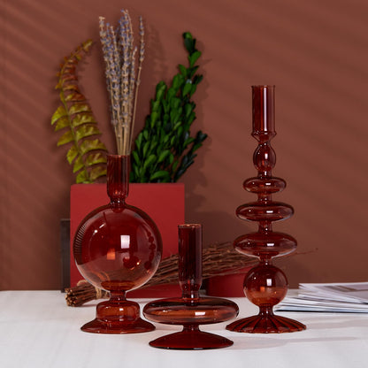 Candlestick Holders, Glass Candle Holders for Table Centerpiece, Taper Candle Stand Modern Style Black Candle Holder for Wedding Decor and Dinner Party (Color : Black)
