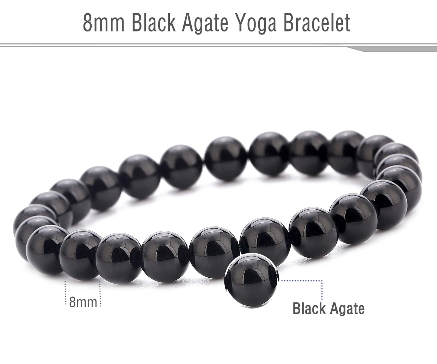 Hamoery Men Women 8mm Natural Stone Lava Rock Diffuser Bracelet Elastic Yoga Agate Beads Bracelet Bangle