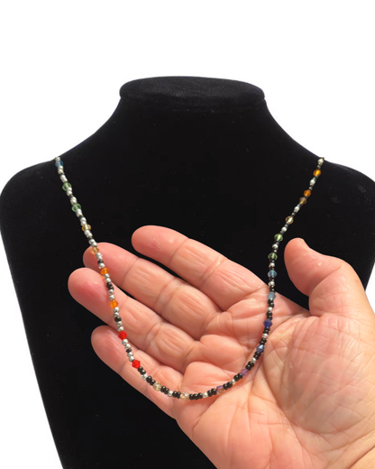 Black to Silver Rainbow Beaded Necklace