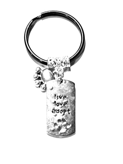 Live Love Adopt Charm Keychain