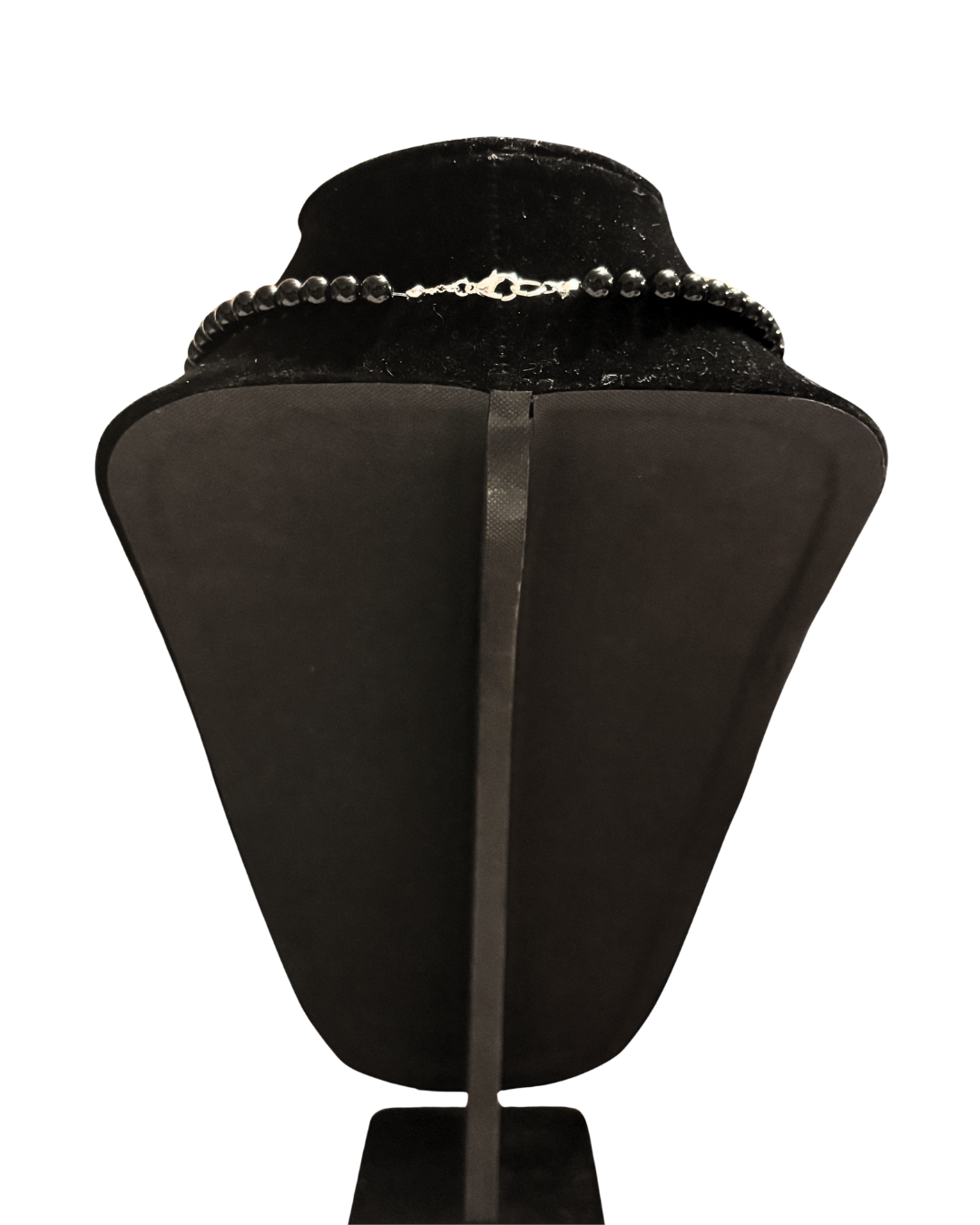 Mens Onyx and Steel Beaded Necklace