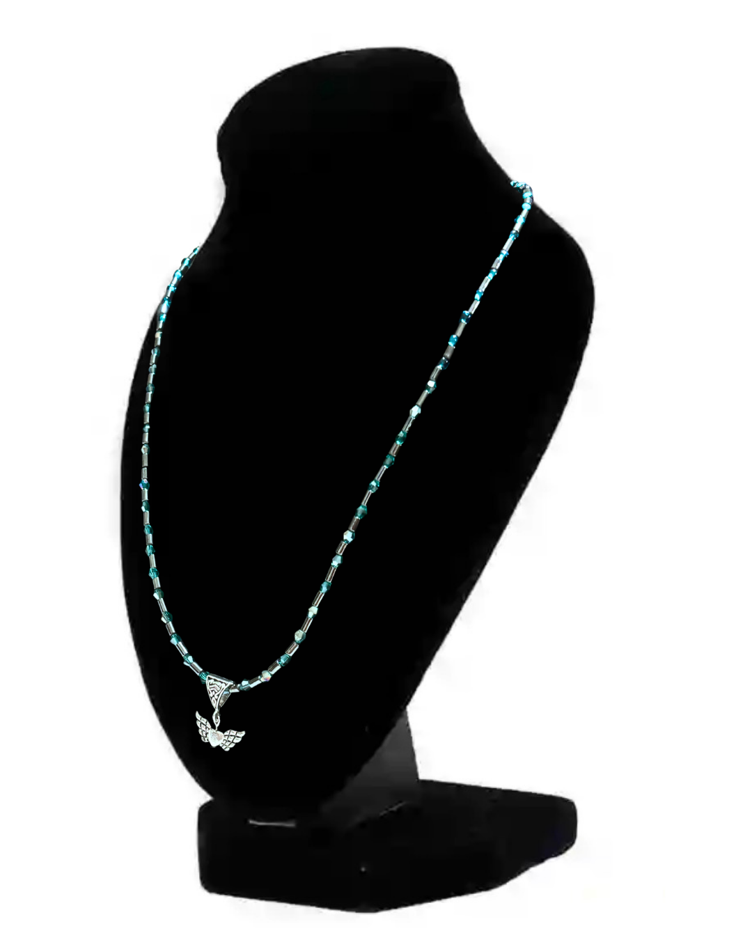 Hematite And Crystal Beaded Necklace