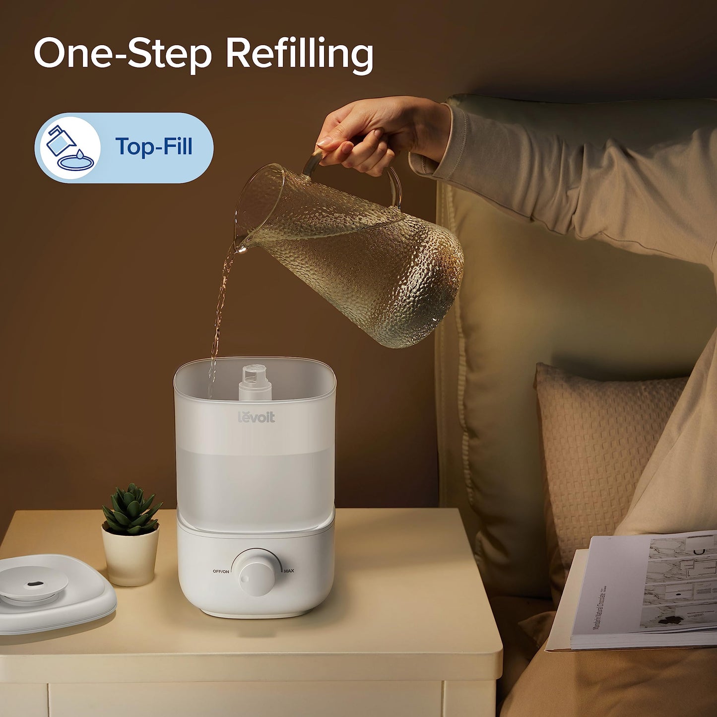 LEVOIT Humidifiers for Bedroom, Quiet (3L Water Tank) Cool Mist Top Fill Essential Oil Diffuser with 25Watt for Home Large Room, 360° Nozzle, Rapid Ultrasonic Humidification for Baby Nursery and Plant