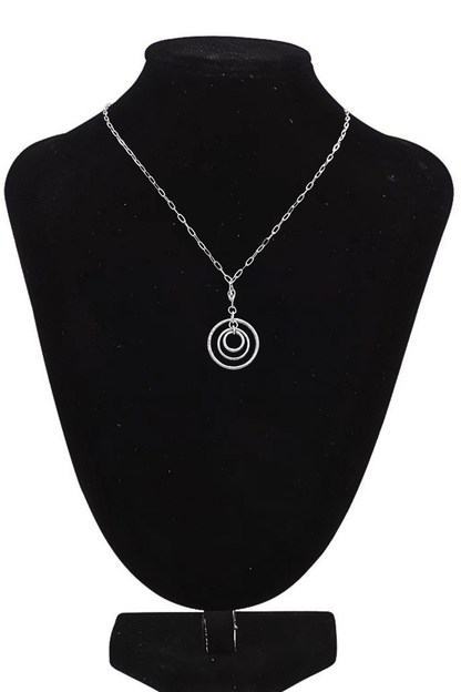 Surgical Steel Multi Ring Pendant Necklace