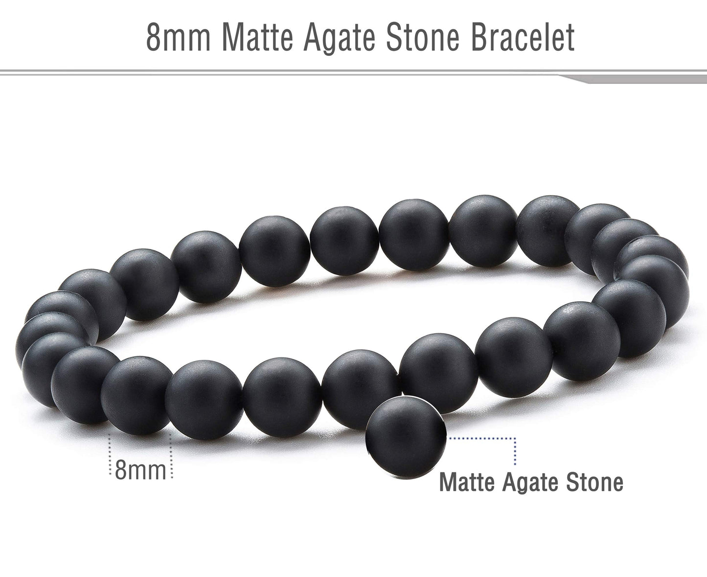 Hamoery Men Women 8mm Natural Stone Lava Rock Diffuser Bracelet Elastic Yoga Agate Beads Bracelet Bangle