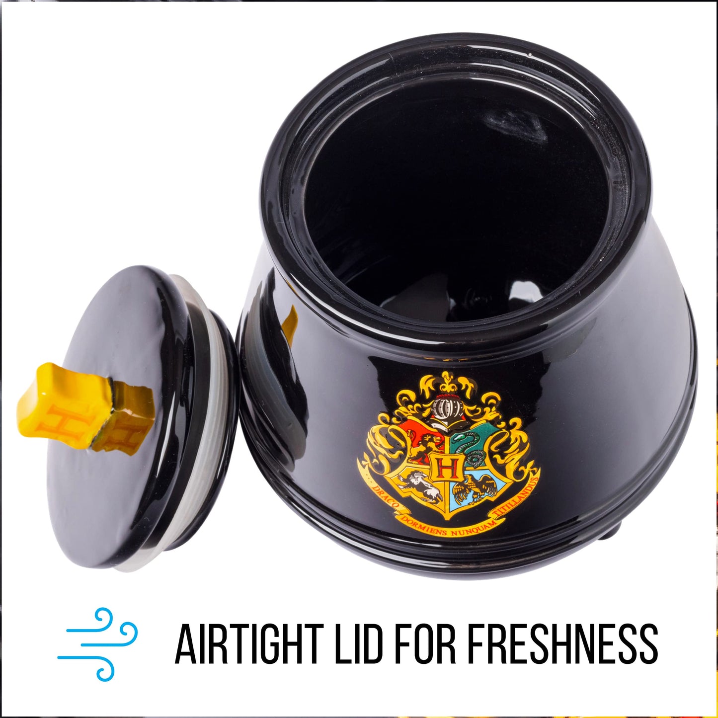 Silver Buffalo Harry Potter Hogwarts House Crest Cauldron Sculpted 3D Hand Painted Ceramic Snack Cookie Jar (Small)