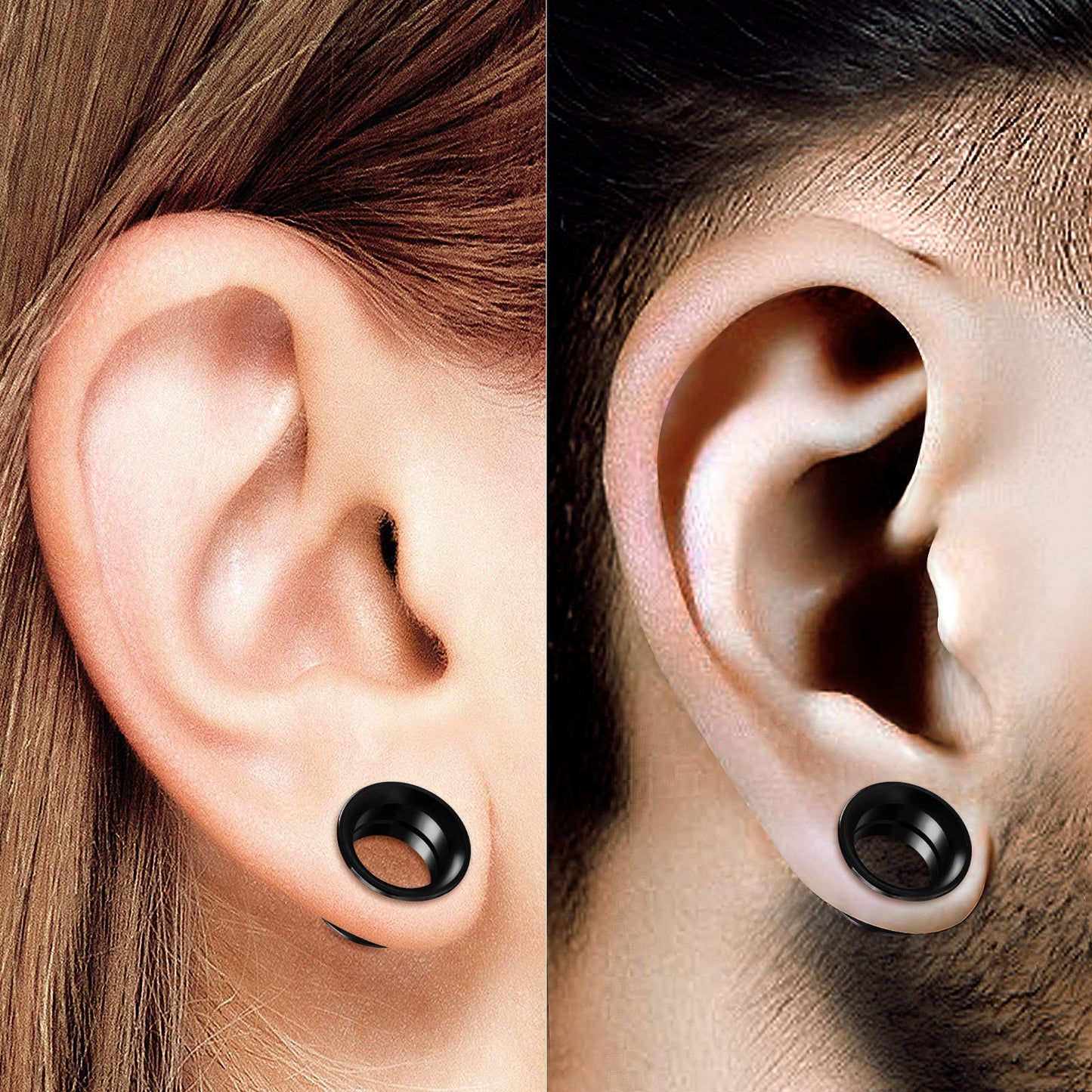 Internally Threaded Surgical Steel Black Double Flared Tunnel Piercing Jewelry Stretcher Ear Plug Earring Lobe Tunnel