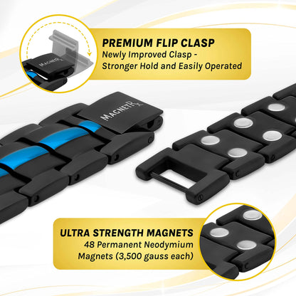 MagnetRX® Ultra Strength Magnetic Bracelet - Effective Stainless Steel Magnetic Bracelets for Men - Adjustable Bracelet Length with Sizing Tool for Perfect Fit (Black)