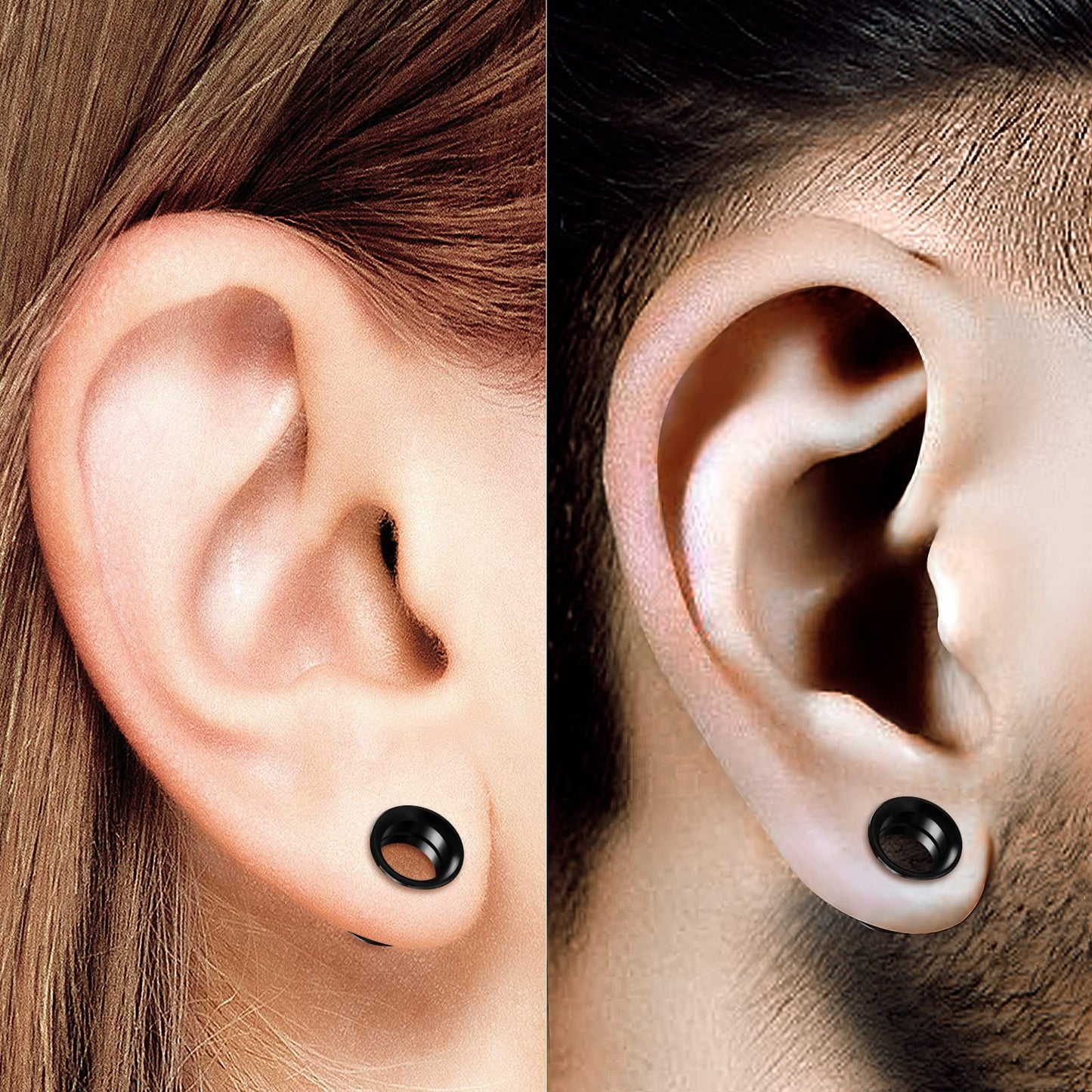 Internally Threaded Surgical Steel Black Double Flared Tunnel Piercing Jewelry Stretcher Ear Plug Earring Lobe Tunnel