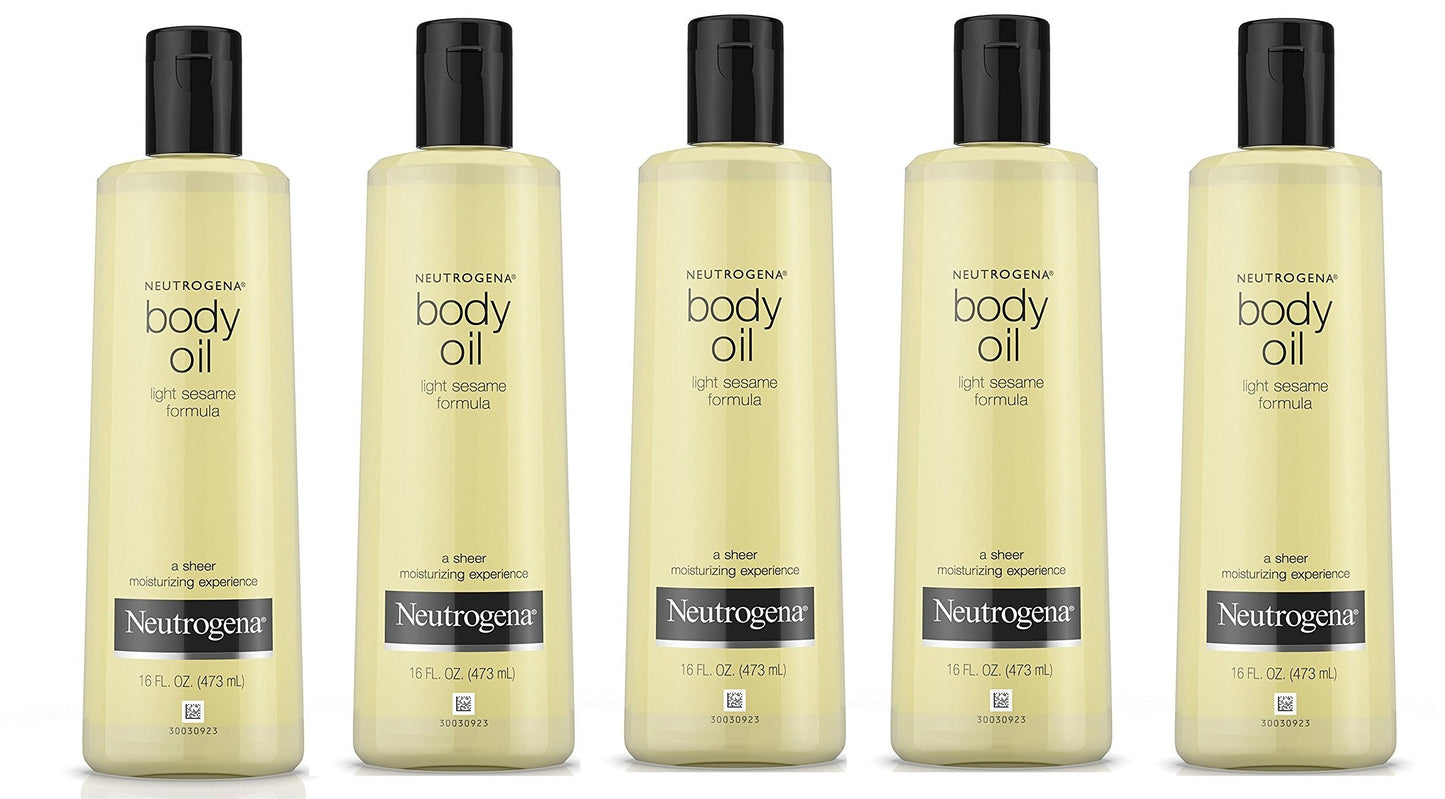 Neutrogena Body Oil Light Sesame Formula, Dry Skin Moisturizer and Hydrating Body Massage Oil for Radiant and Healthy Looking Glow, Nourishing Bath Oil for Sheer Moisture, 16 FL OZ