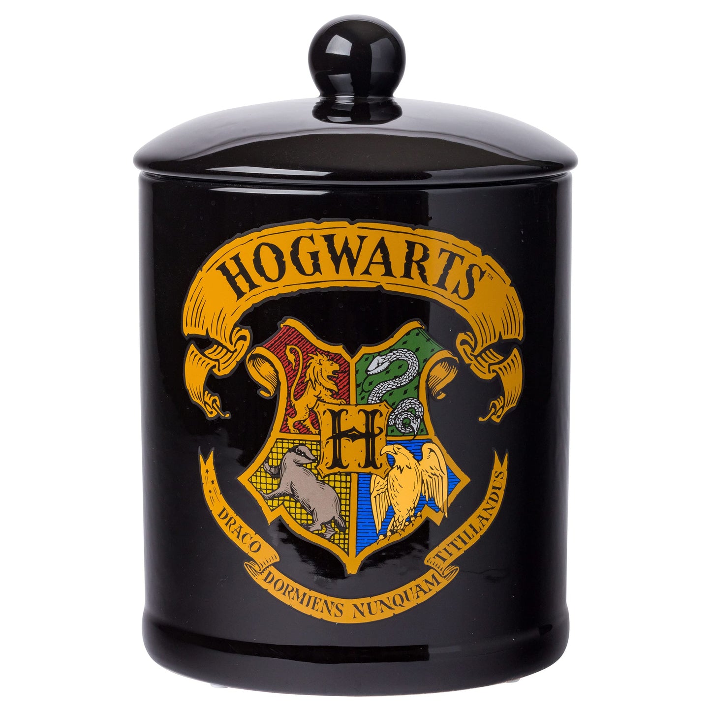 Silver Buffalo Harry Potter Hogwarts House Crest Cauldron Sculpted 3D Hand Painted Ceramic Snack Cookie Jar (Small)