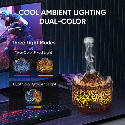 Aromatherapy Essential Oil Diffuser, 560ml Ultrasonic Cool Mist Diffuser/Humidifier with Flame & Volcano 2 Mist Mode, for Bedroom,Office,Home, Auto Shut-Off, Remote Control, Gift (Blcak)