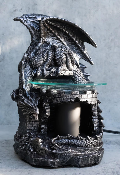 Ebros Smaug Castle Guardian Dragon Electric Oil Diffuser Burner Tart Warmer Aroma Scent Statue 9.5" Tall Figurine Dungeons and Dragons Decorative Decor for Aromatherapy Accessory Halloween Prop