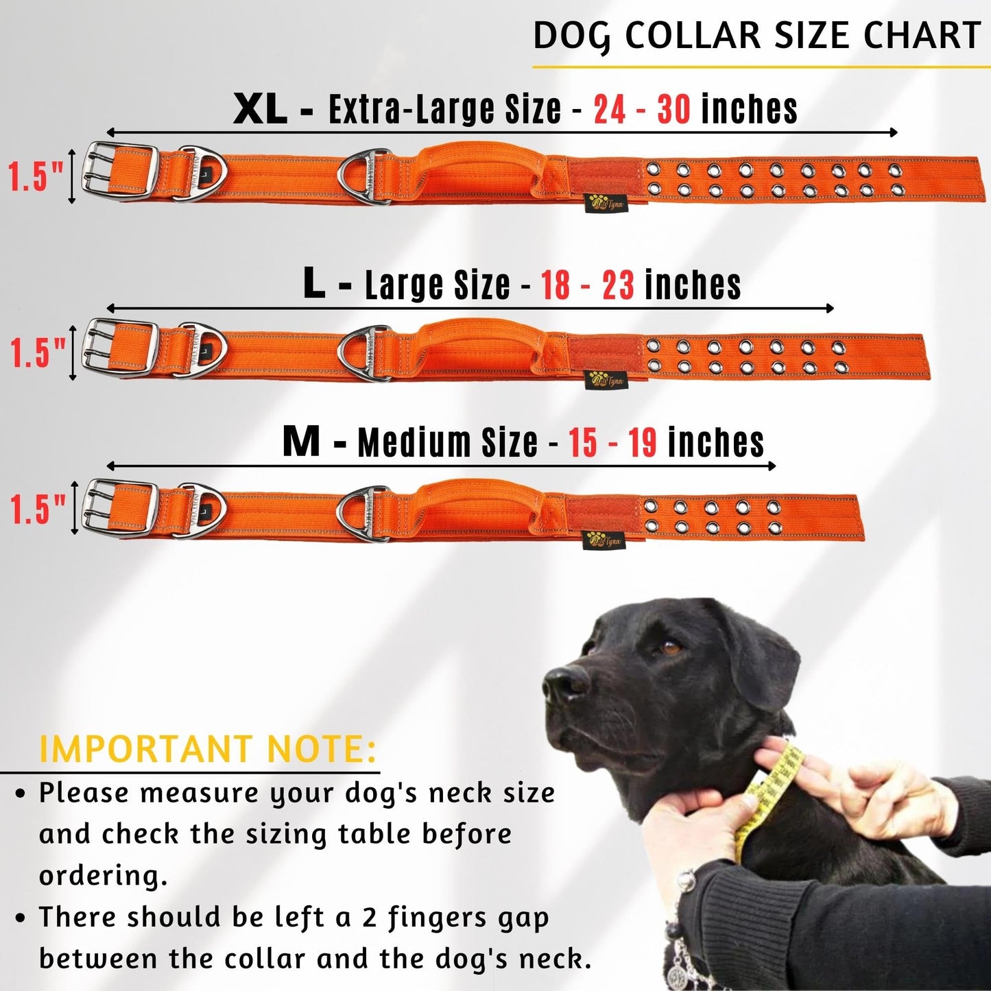 ADITYNA - Heavy Duty Dog Collar with Handle - Thick Dog Collar for Large Dogs - Wide, Reflective, Tactical, Soft Neoprene Padded - Perfect Dog Collar for Training and Walking