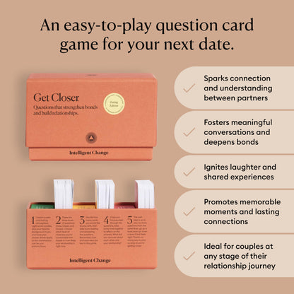 Intelligent Change Get Closer Conversation Cards for Couples, Intimacy Deck Card Game, Fun Date Night Ideas, 100 Icebreaker Couple Questions to Strengthen Bonds and Relationships