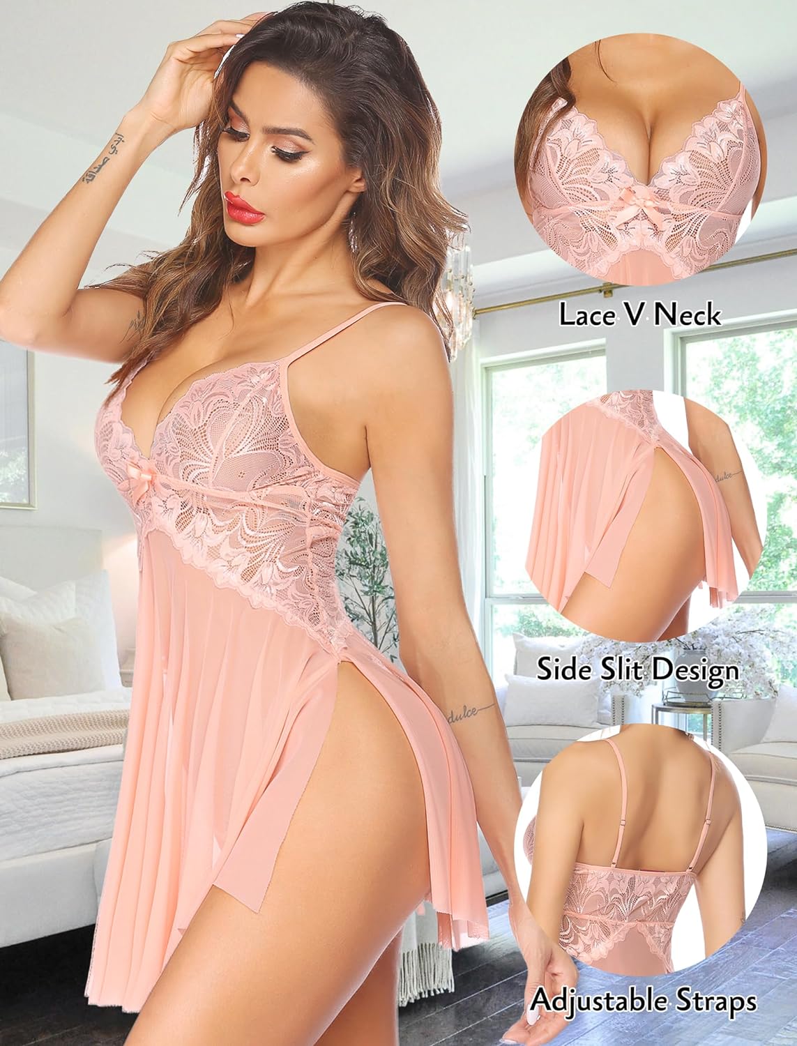 Avidlove Women Lace Lingerie Babydoll Sexy Chemise Exotic Nightgowns Bridal Nightdress