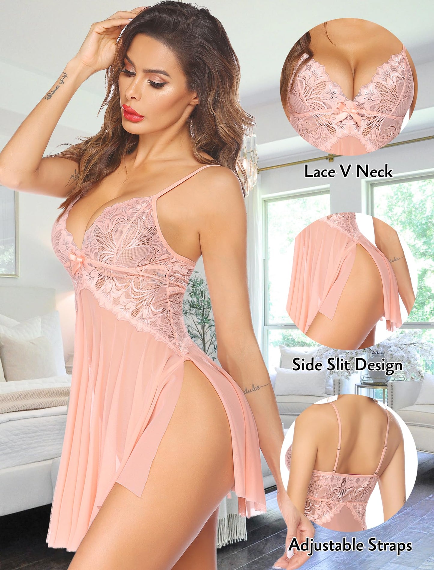 Avidlove Women Lace Lingerie Babydoll Sexy Chemise Exotic Nightgowns Bridal Nightdress