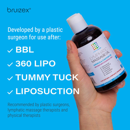 Lymphatic Drainage Massage Oil with Arnica Oil & Coconut for Post Surgery Recovery & Lymphatic Drainage Massager, Liposuction, 360 Lipo, BBL, After Tummy Tuck Surgery Items, Fibrosis Treatment, 8.5 Oz