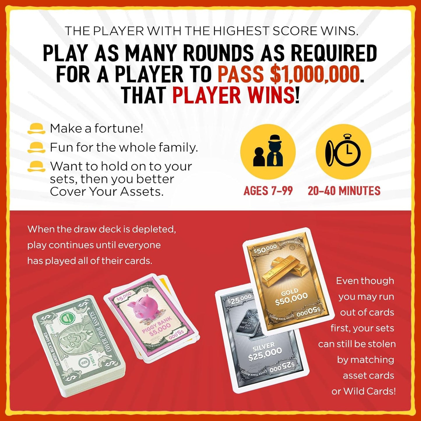 Grandpa Beck's Games Cover Your Assets Card Game | from The Creators of Skull King | Easy to Learn and Outrageously Fun for Kids, Teens, & Adults | 2-6 Players Ages 7+