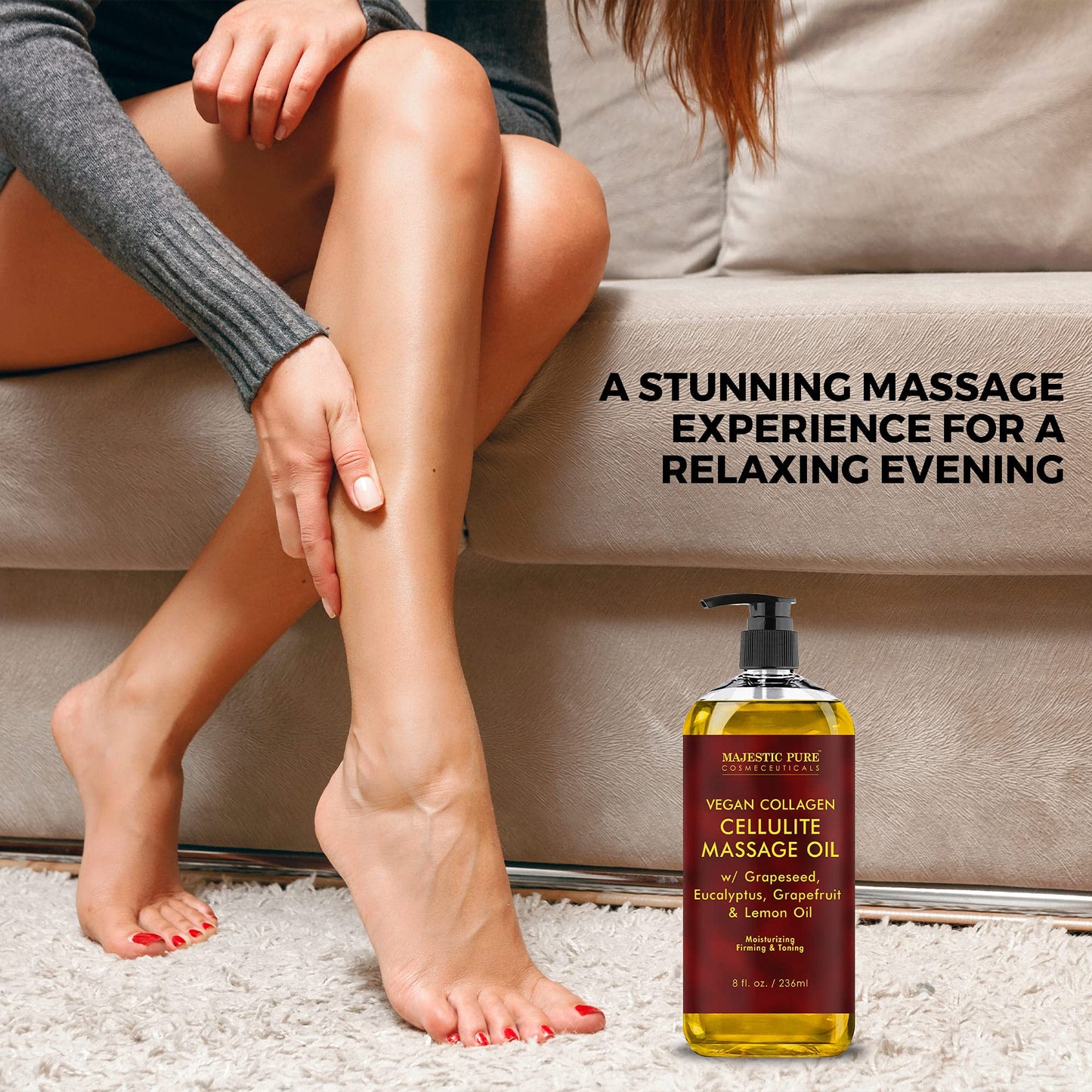 MAJESTIC PURE Arnica Sore Muscle Massage Oil for Massage Therapy - Natural Oil with Lavender and Chamomile Essential Oils - Multipurpose Instant Absorption Full Body Massage Oil - 8 fl. oz.