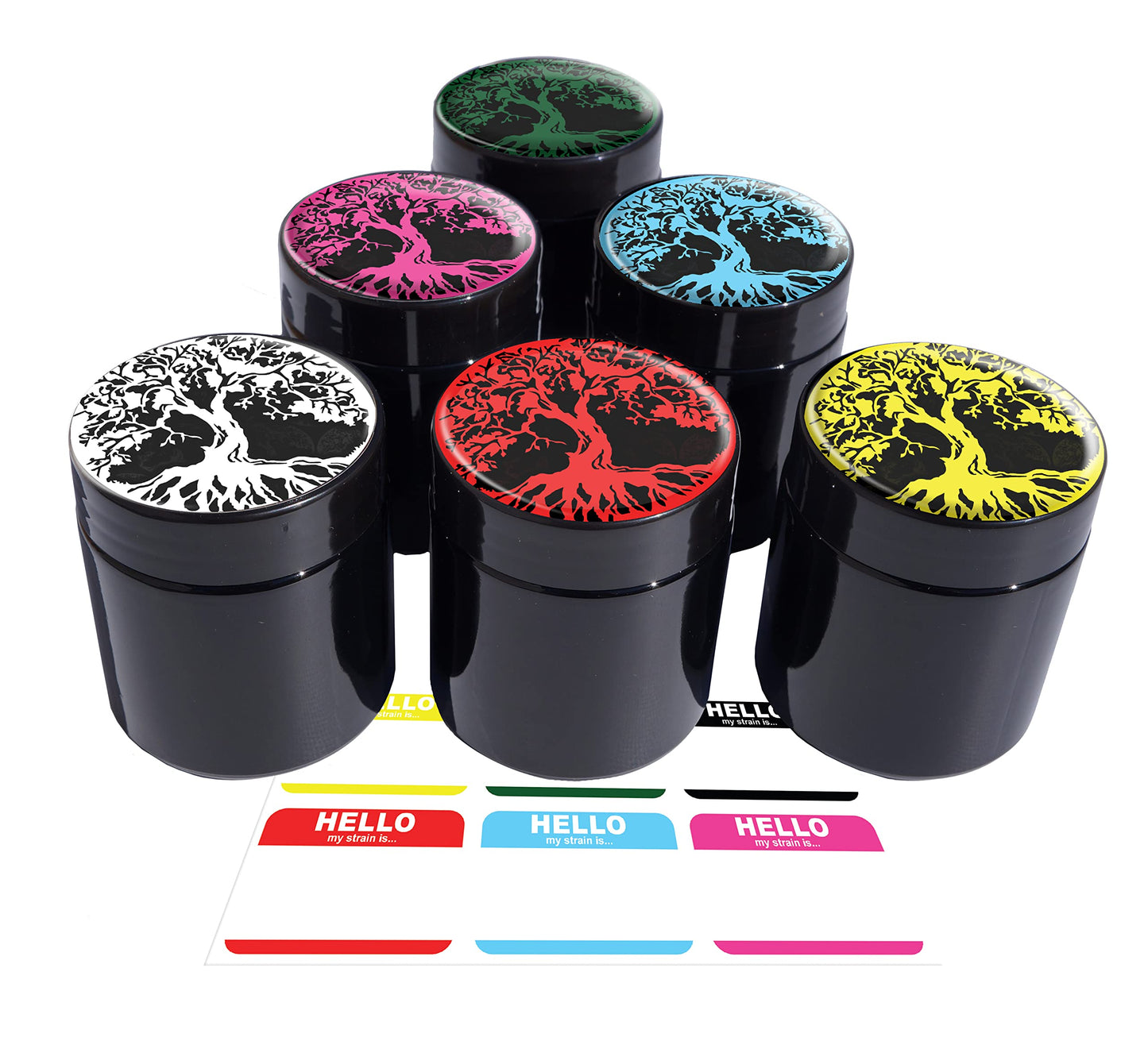 Tree Of Life Design UV Proof Premium Jar Herb Storage Container (6 Piece Set)