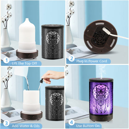 Skull Essential Oil Diffuser, Daroma 100ml Metal Aromatherapy Ultrasonic Cool Mist Humidifier Air Scent Home Office Gift, 7 Colors Changed LED Mood Light, Waterless Auto-Off