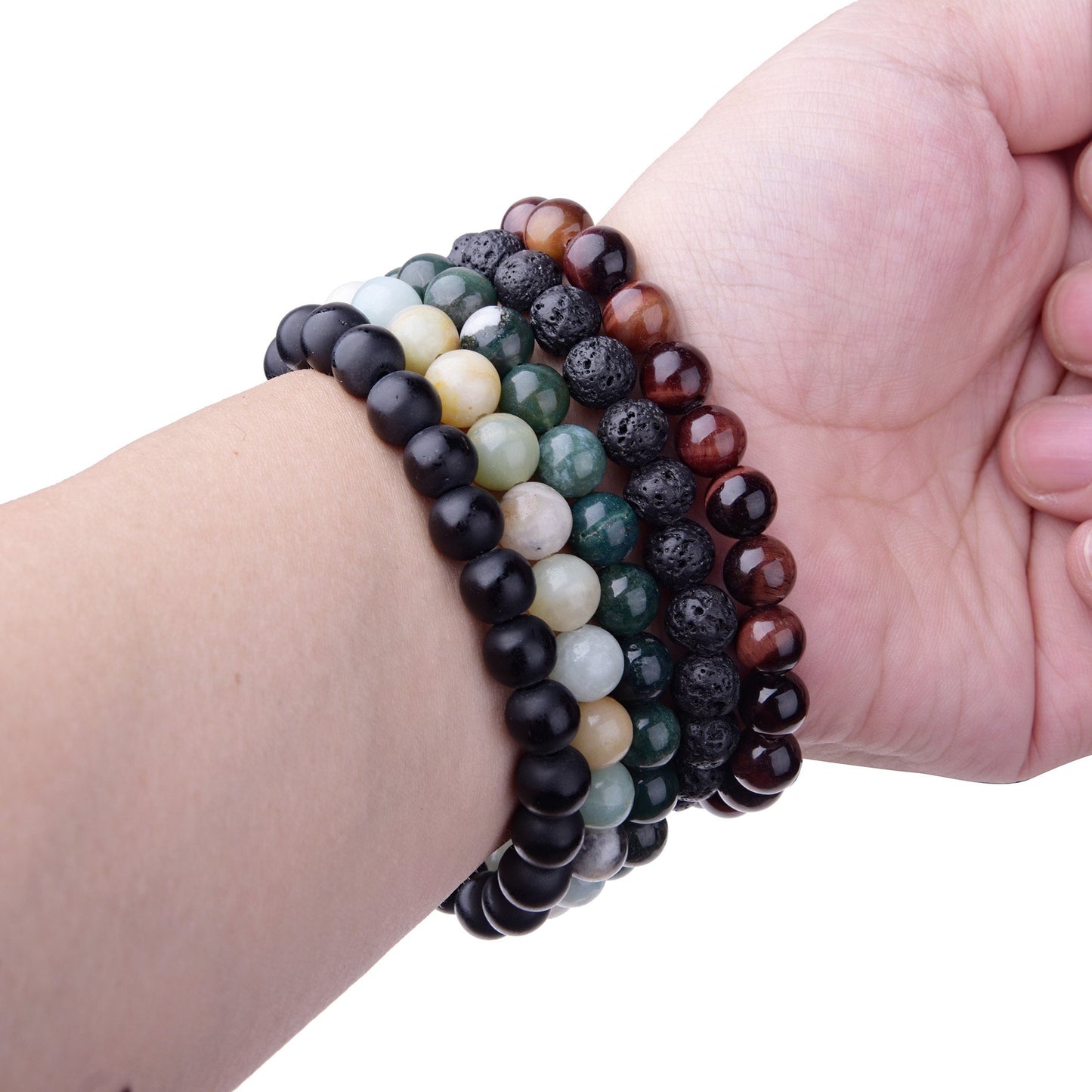 Natural 8mm Gorgeous Semi-Precious Gemstones Healing Crystal Stretch Beaded Bracelet Unisex