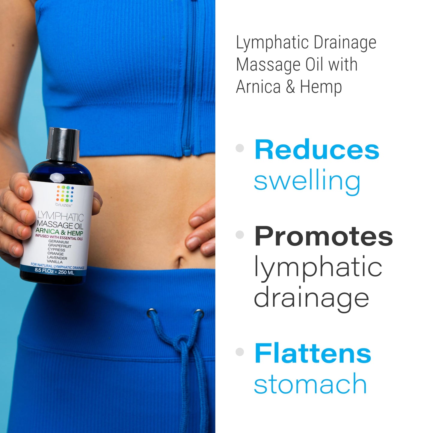 Lymphatic Drainage Massage Oil with Arnica Oil & Coconut for Post Surgery Recovery & Lymphatic Drainage Massager, Liposuction, 360 Lipo, BBL, After Tummy Tuck Surgery Items, Fibrosis Treatment, 8.5 Oz