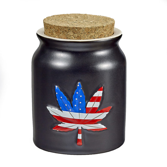 FASHIONCRAFT Patriotic Embossed Leaf Stash Jar