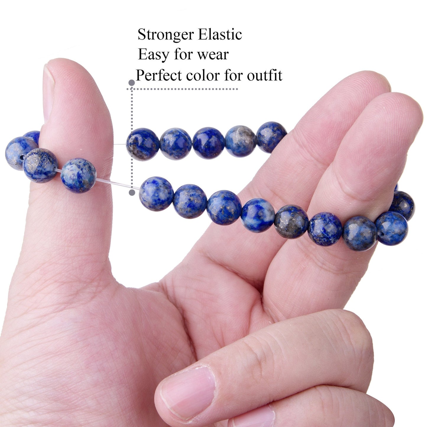 Natural 8mm Gorgeous Semi-Precious Gemstones Healing Crystal Stretch Beaded Bracelet Unisex