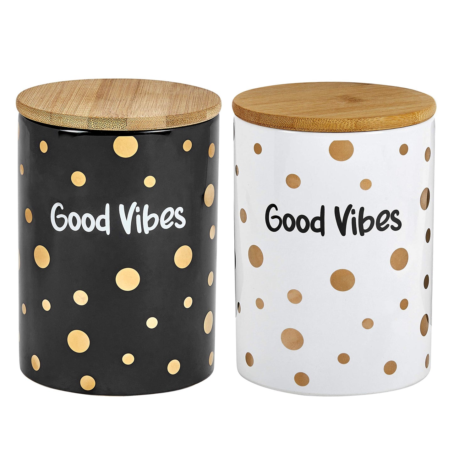 FASHIONCRAFT 88087 Canister Stash Jar, “Good Vibes” Novelty Stash Jar, Black