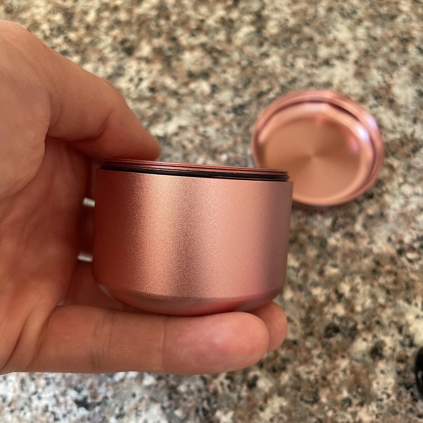 Brando Moon Rose Gold Pocket Storage Case Container Smell Proof and Air Tight - Easy to Carry and Best Way to Preserve Coffee - 2.1 x 1.8”