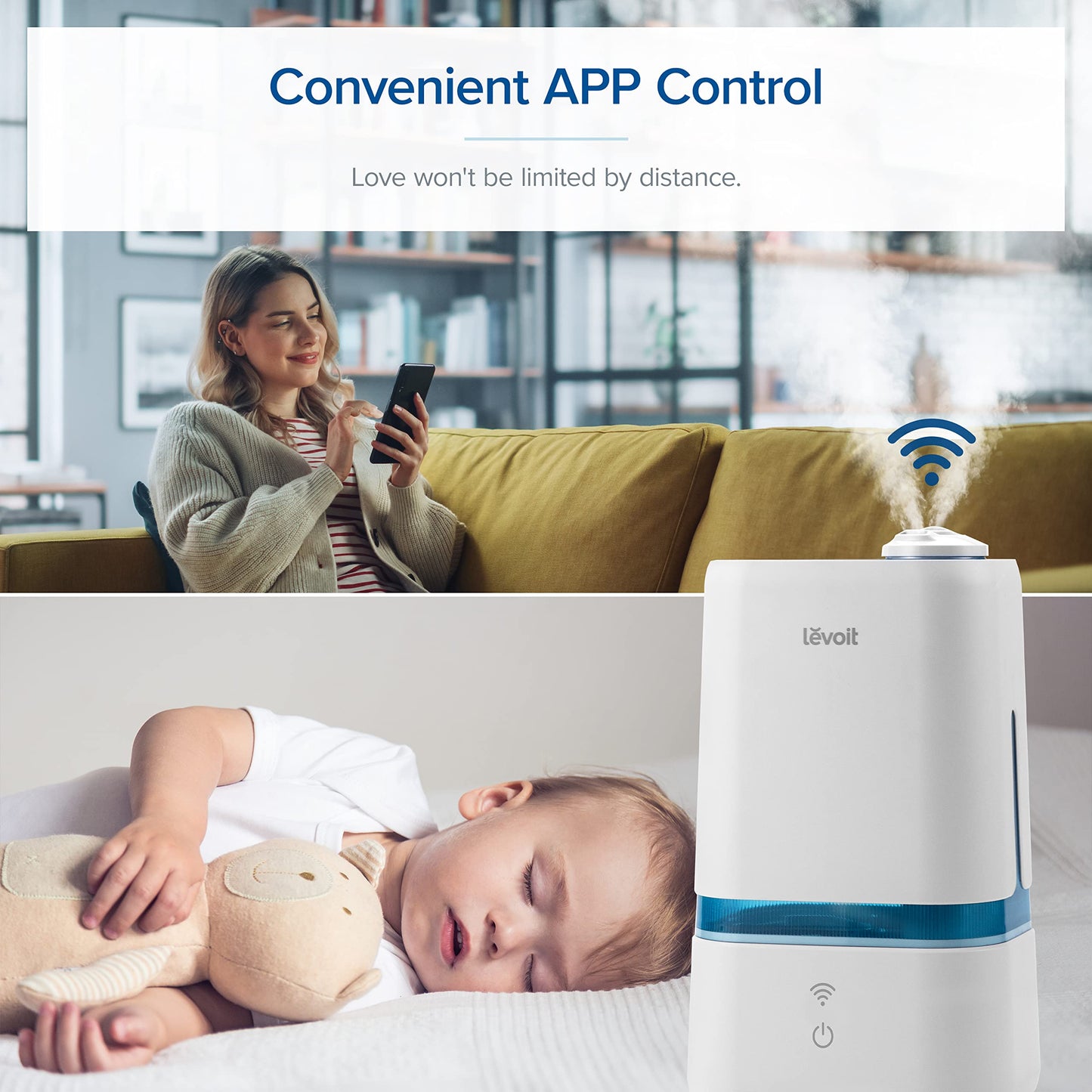 LEVOIT Humidifiers for Bedroom, Quiet (3L Water Tank) Cool Mist Top Fill Essential Oil Diffuser with 25Watt for Home Large Room, 360° Nozzle, Rapid Ultrasonic Humidification for Baby Nursery and Plant