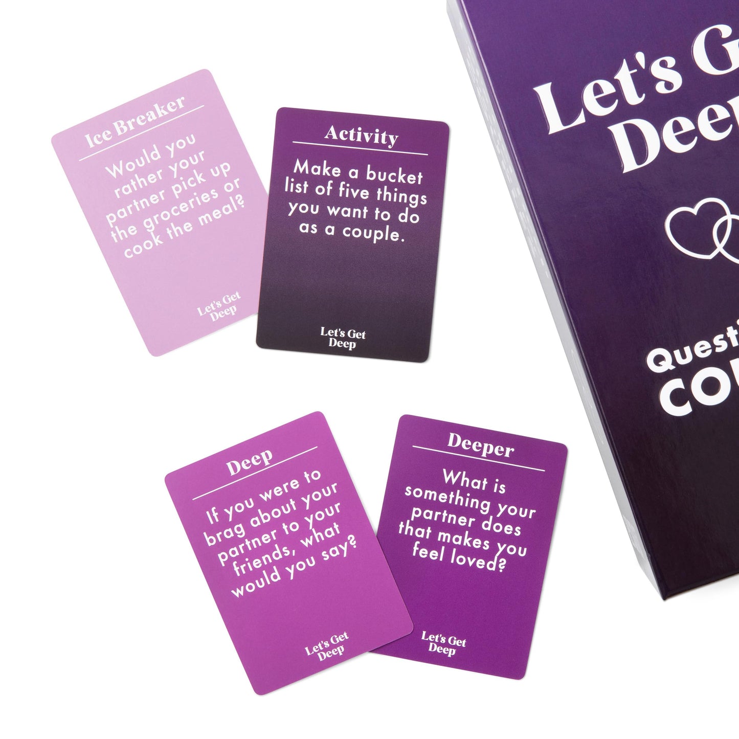 Let's Get Deep by Relatable, A Question Card Game for Couples, Great for Date Night Ideas, Couples Gifts, Wedding Gifts, and Long Distance Relationship Gifts, Includes 300 Cards to Build Up Intimacy