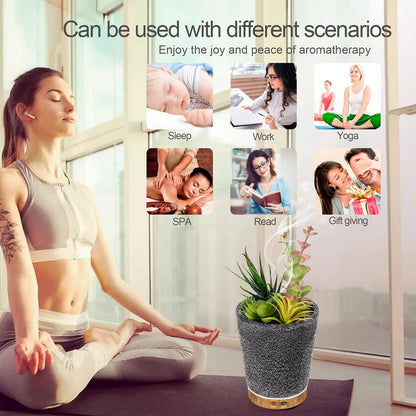 Essential Oil Diffuser, Lavender Plant Potted Aromatherapy Diffuser, 150ml Cold Mist humidifier, Super Quiet and Waterless auto Shut Off, ultrasonic Oil Diffuser for Home Office