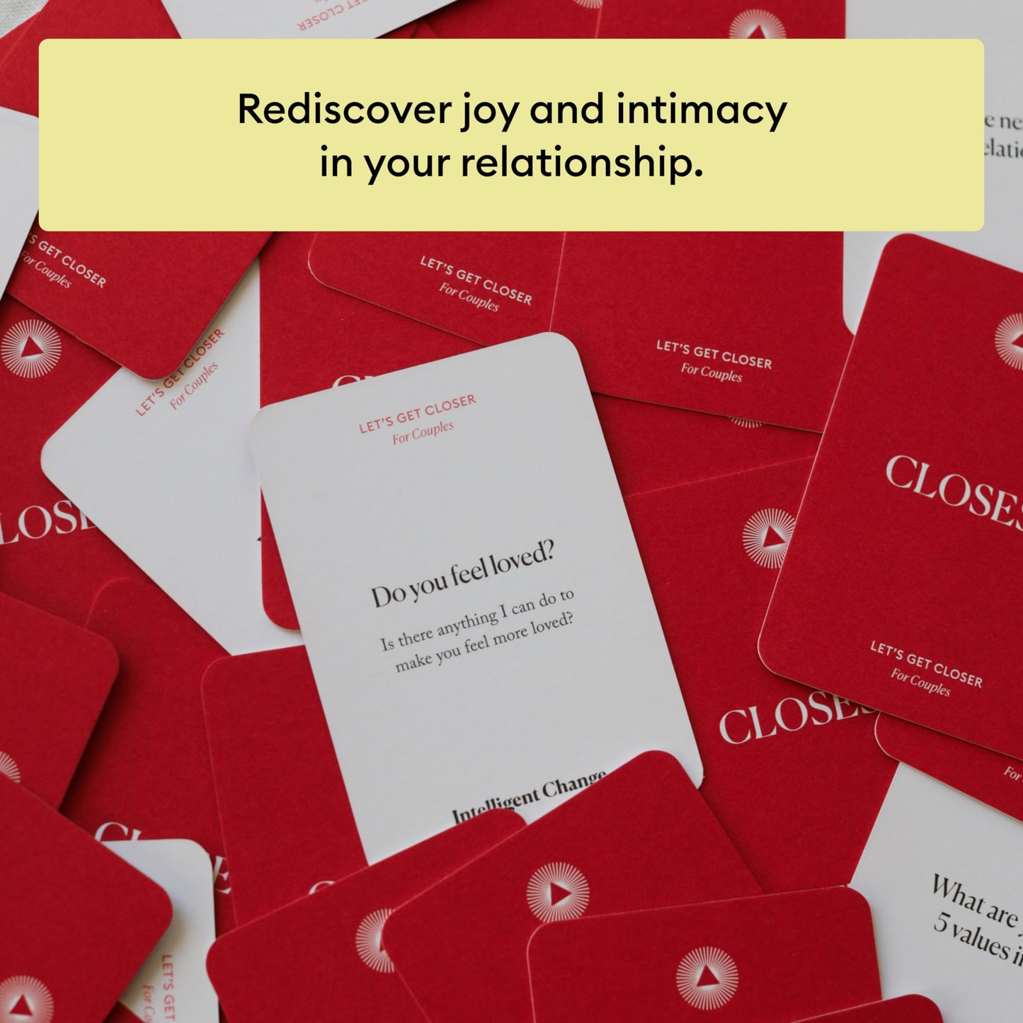 Intelligent Change Get Closer Conversation Cards for Couples, Intimacy Deck Card Game, Fun Date Night Ideas, 100 Icebreaker Couple Questions to Strengthen Bonds and Relationships