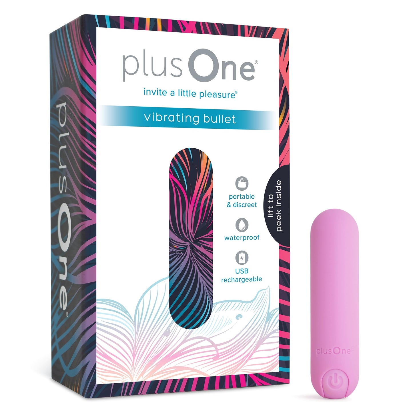 plusOne Bullet Vibrator for Women, Mini Vibrator Made of Body-Safe Silicone, Fully Waterproof, USB Rechargeable, Personal Massager with 10 Vibration Settings, Purple