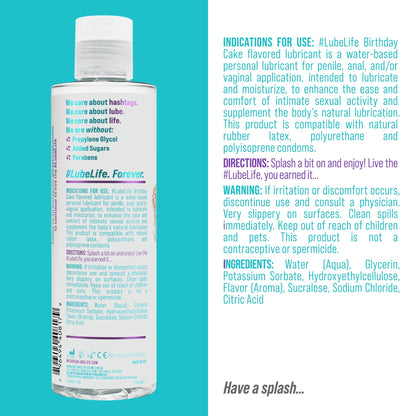 Lube Life Water-Based Strawberry Flavored Lubricant, Personal Lube for Men, Women and Couples, Made Without Added Sugar, 8 Fl Oz