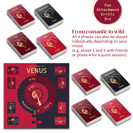 Love Journey to Venus: The Spicy & Romantic Board Game for Adult Couples & Friends, Couple Games for Date Night, Gaming Cards for 2 or more Adults, Love Card for Bedroom (for married couples too)