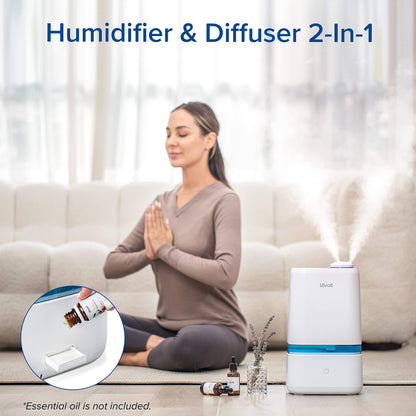 LEVOIT Humidifiers for Bedroom, Quiet (3L Water Tank) Cool Mist Top Fill Essential Oil Diffuser with 25Watt for Home Large Room, 360° Nozzle, Rapid Ultrasonic Humidification for Baby Nursery and Plant