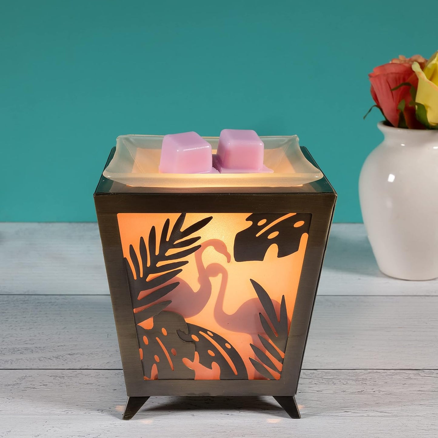 Scentsationals Exotic Pink Flamingo Wax Warmer, Scented Wax Cube Melter, Vintage Electric Fragrance Burner, Wickless Candle Air Freshener, Full Size Home Décor, House Decoration