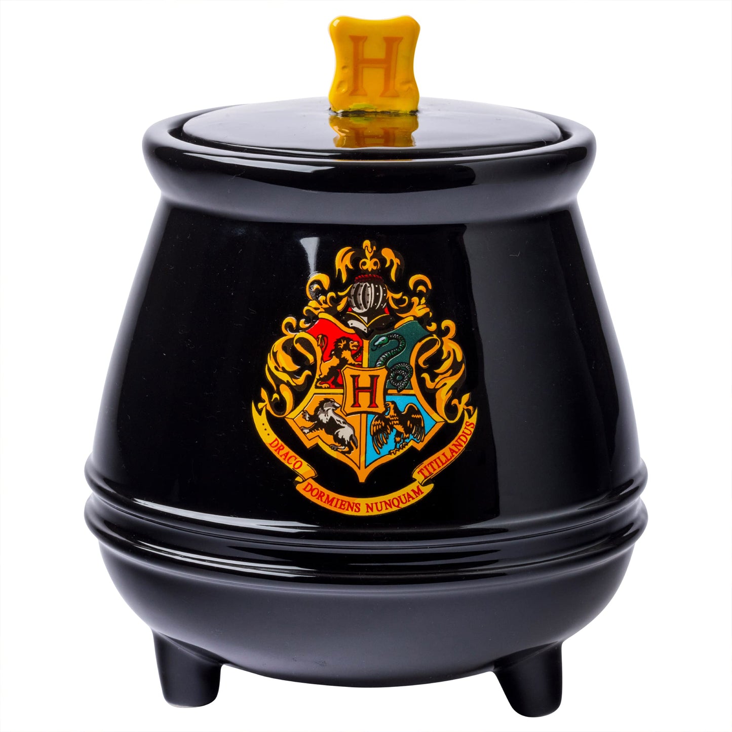 Silver Buffalo Harry Potter Hogwarts House Crest Cauldron Sculpted 3D Hand Painted Ceramic Snack Cookie Jar (Small)