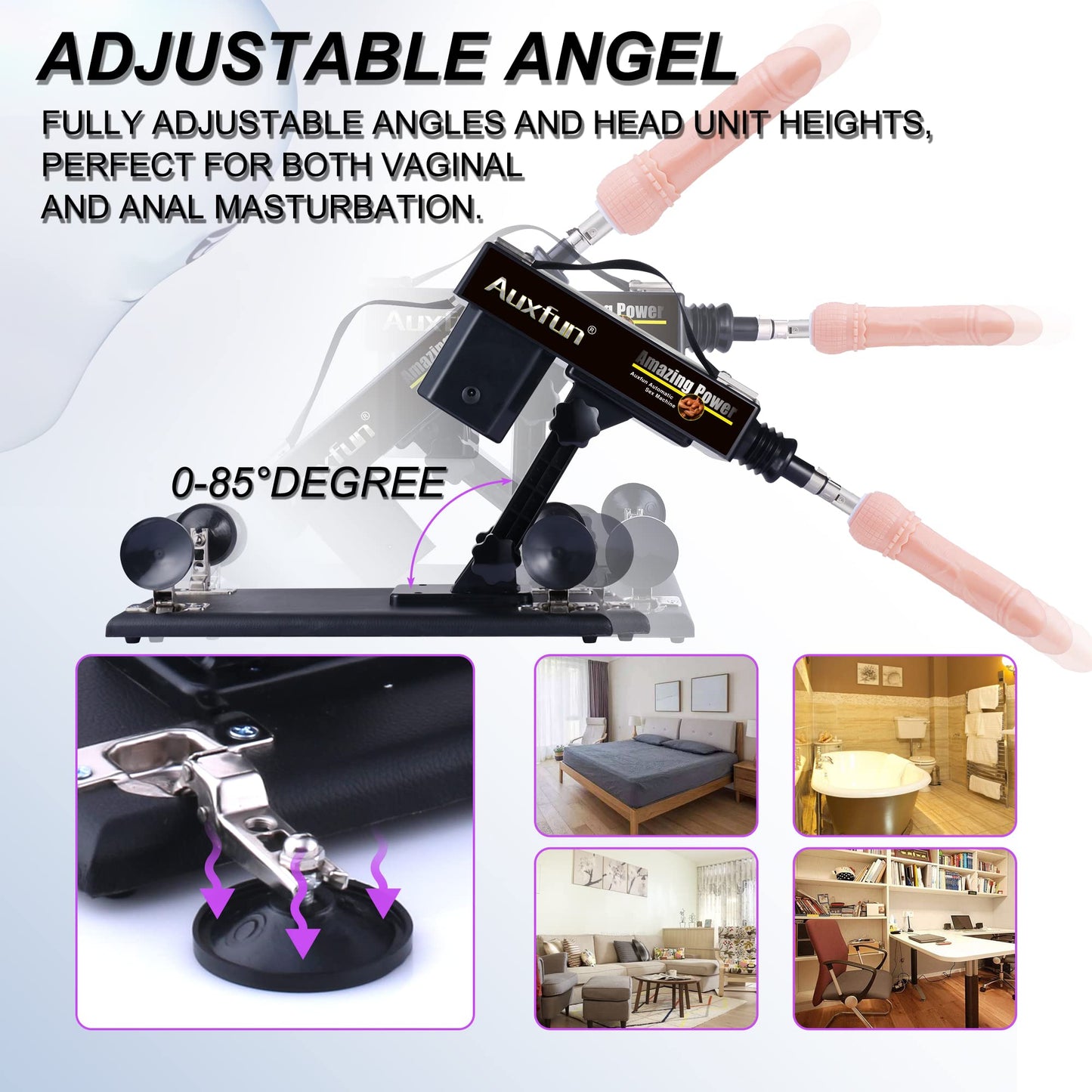 AUXFUN Sex Machine Guns, Automatic Machine Adult Sex Toys Adjustable 3 XLR Connector Love Machine with 8 Attachments for Men Women and Couples