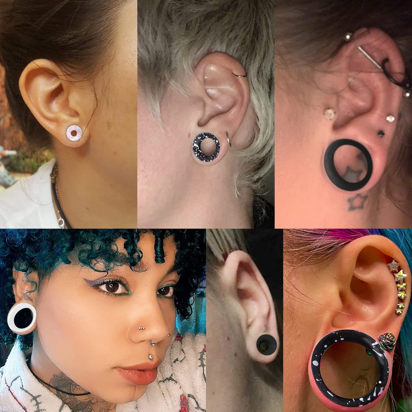 OUFER 8PCS Silicone Ear Gauges Flexible Ear Tunnels Plugs Stretchers Expander Double Flared Flesh Ear Piercing Jewelry for Women Men
