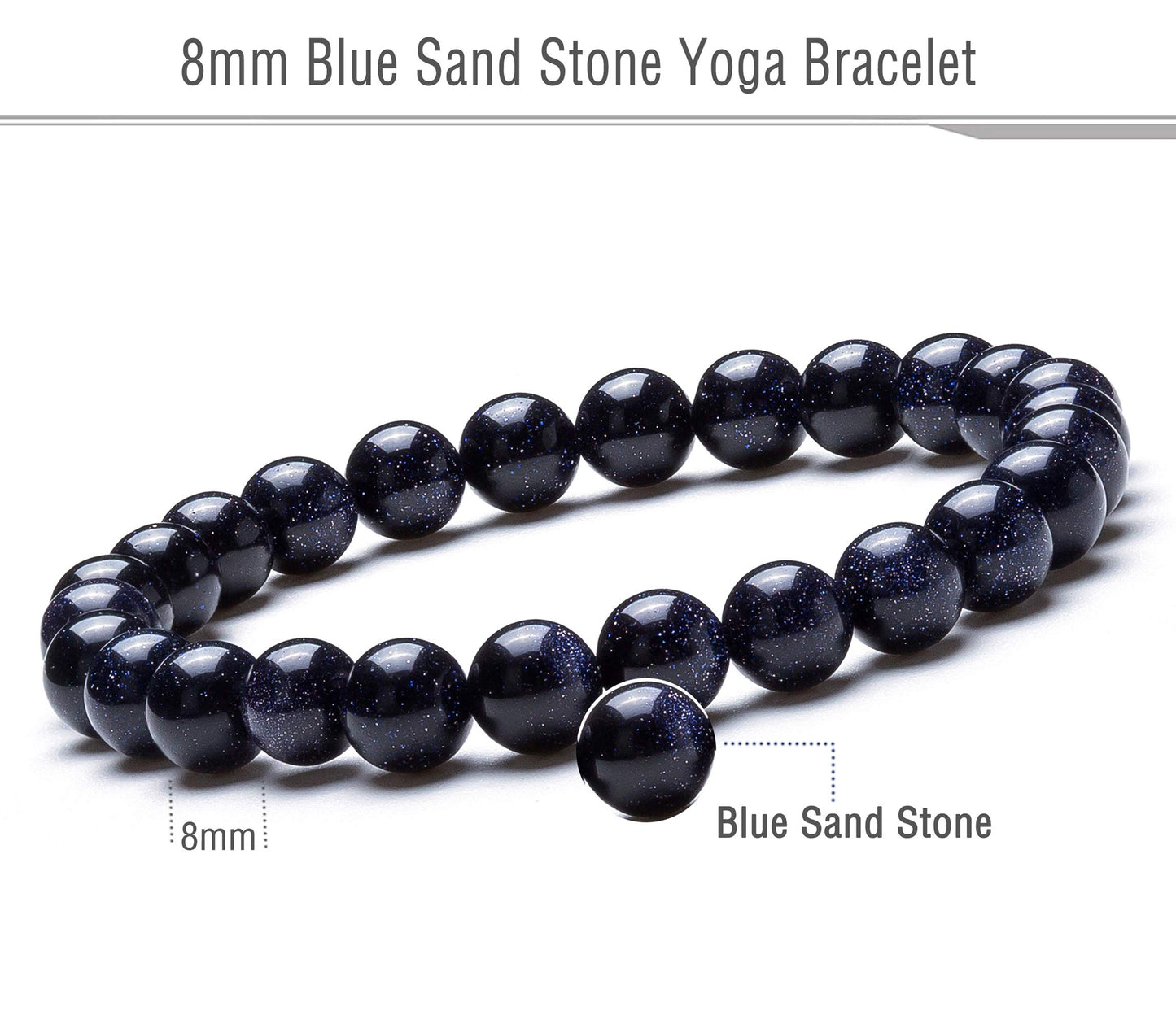 Hamoery Men Women 8mm Natural Stone Lava Rock Diffuser Bracelet Elastic Yoga Agate Beads Bracelet Bangle