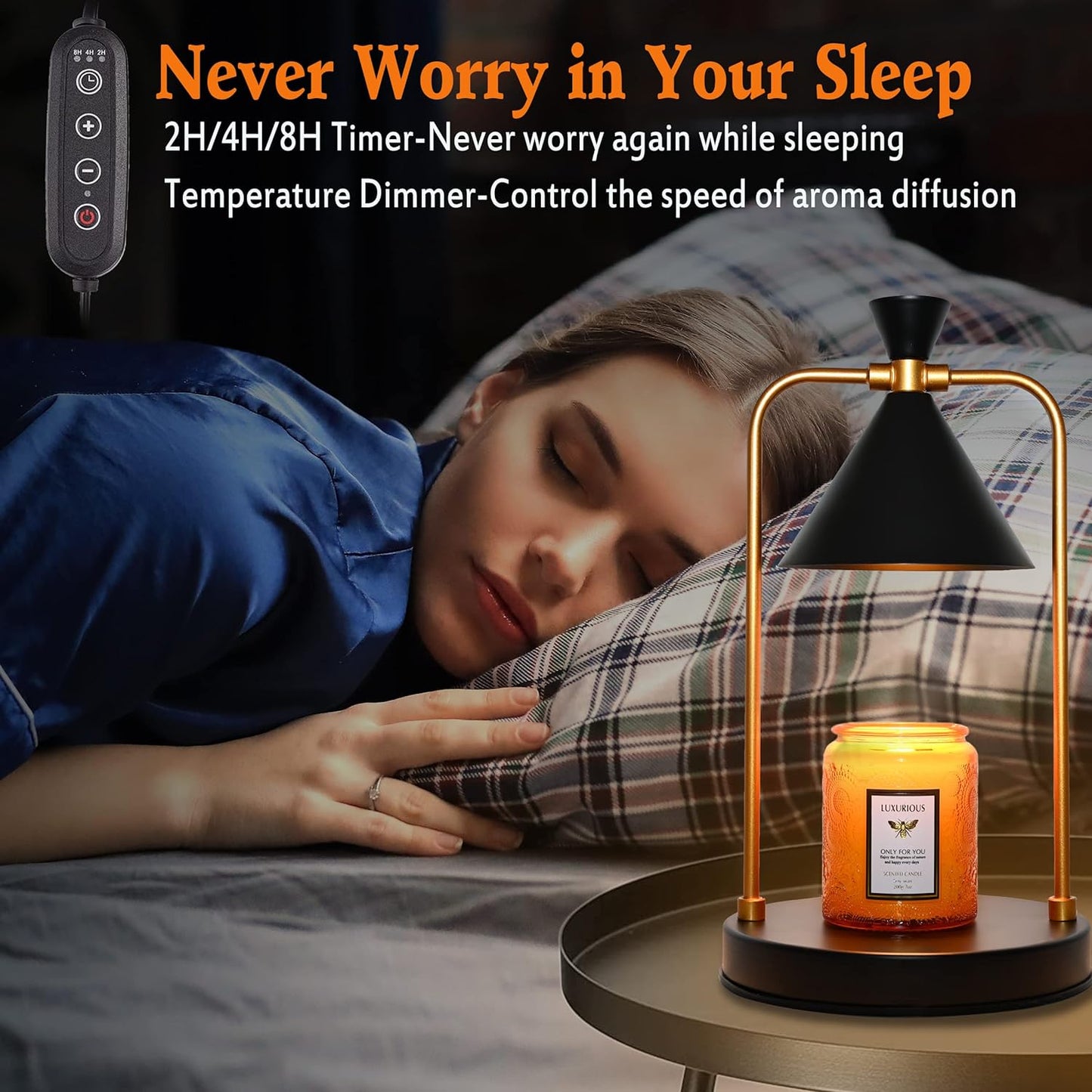 Candle Warmer Lamp with 2 Bulbs,Electric Candle Warmer with Timer,Christmas Gifts for Candle Lovers,Dimmable Candle Lamp,Compatible with Various Candles, Candle Holders for Home Decor,Black