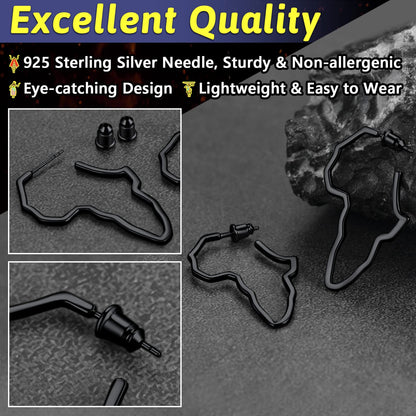 FaithHeart African Map Shaped Drop Earrings Stainless Steel/18K Gold Plated Statement Africa Jewelry Ear Charms for Women Teen Girls