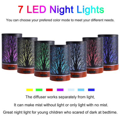 Metal Essential Oils Diffuser 150ML Aromatherapy Diffuser Cool Mist Humidifier with 7 Colors Lights Waterless Auto Off Air Diffusers as Gifts for Moms Women Girls (Bigfoot)
